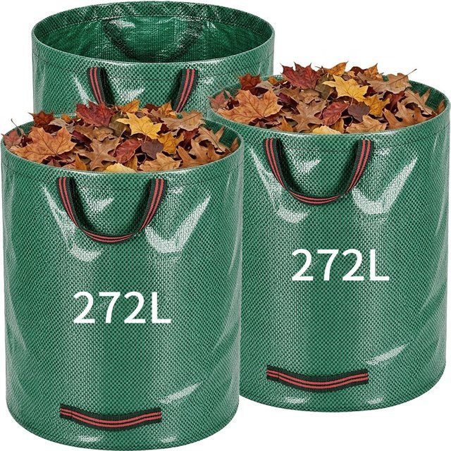3er Set Forever Speed Gartensäcke aus grünem Polypropylen-Gewebe, 3x 272 l Laubsäcke für Gartenabfälle und Grünschnitt, robust und faltbar - Bild 1