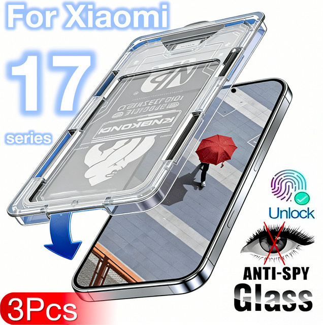 3er-Pack Laika Anti-Spy Sichtschutz Panzerglas für Xiaomi 17 Ultra Pro Max, gehärtetes Glas mit 9H Härte und staubfreier Anwendung - Bild 1