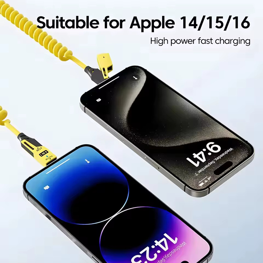 4 in 1 USB-C Schnellladekabel 65 W mit Zinklegierung, gelb, Länge: 1,5 m - Bild 5
