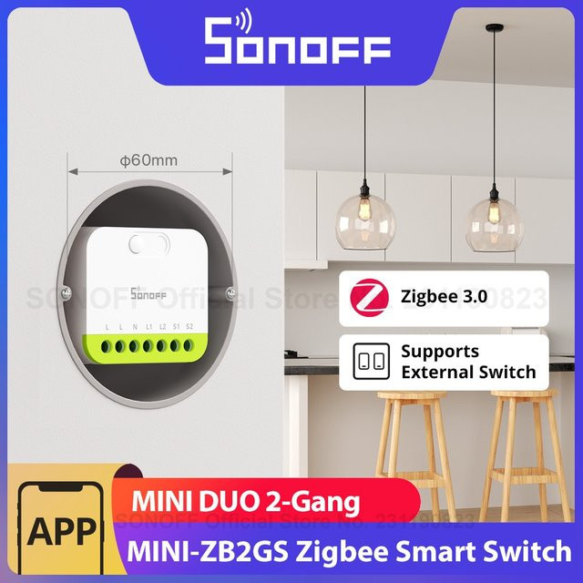 SONOFF MINI DUO 2-Gang Zigbee Smart Switch MINI-ZB2GS Dual-Load-Steuerung in Weiß (erfordert Zigbee-Hub) - Bild 1