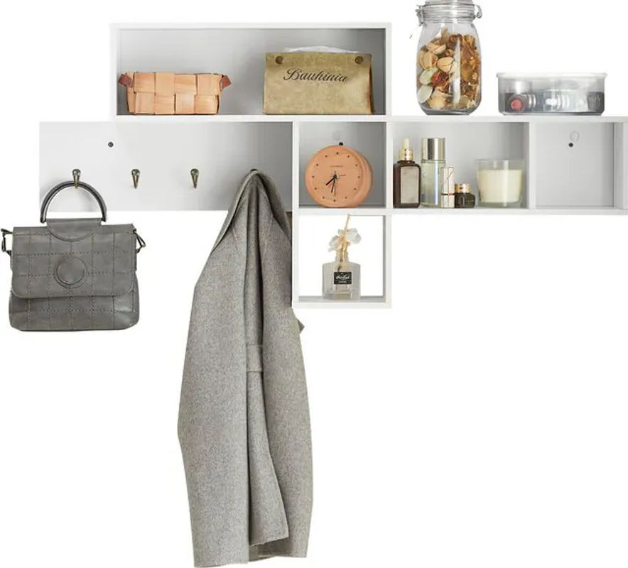 SoBuy Wandgarderobe in Weiß, modern und minimalistisch, B/T/H: 110 x 15 x 53 cm - Bild 1