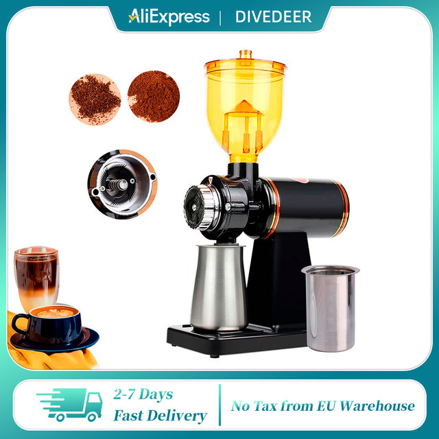 DIVEDEER Elektrische Mini-Kaffeemühle in Schwarz für Espresso und Pour Over - Bild 1