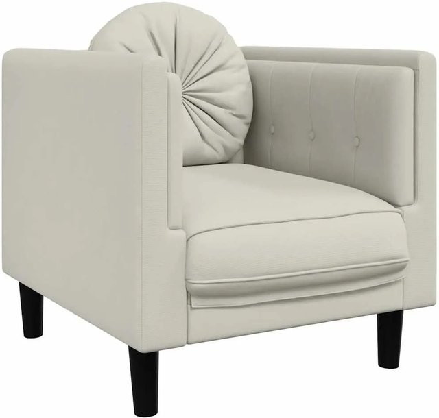 vidaXL Sessel mit Kissen in Creme Beige aus Samt mit Armlehnen und Holzbeinen - Bild 1