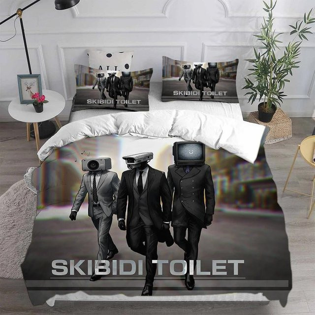 JMG Household Supplies Bettwäscheset Skibidi Toilet & Arale mit Bettbezug und Kissenbezügen, Mikrofaser, Mehrfarbig, B/H: 200 x 200 cm - Bild 1