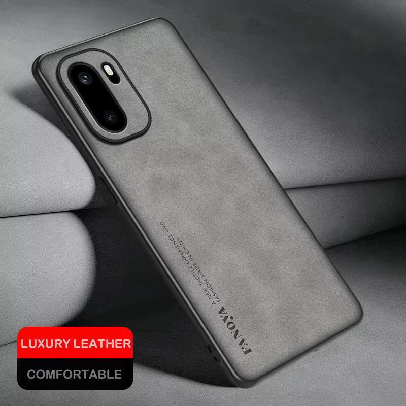 Stoßfeste Lammfell-Lederhülle für OnePlus Ace 6 und Ace 5 Pro mit Linsenschutz in Rot - Bild 3