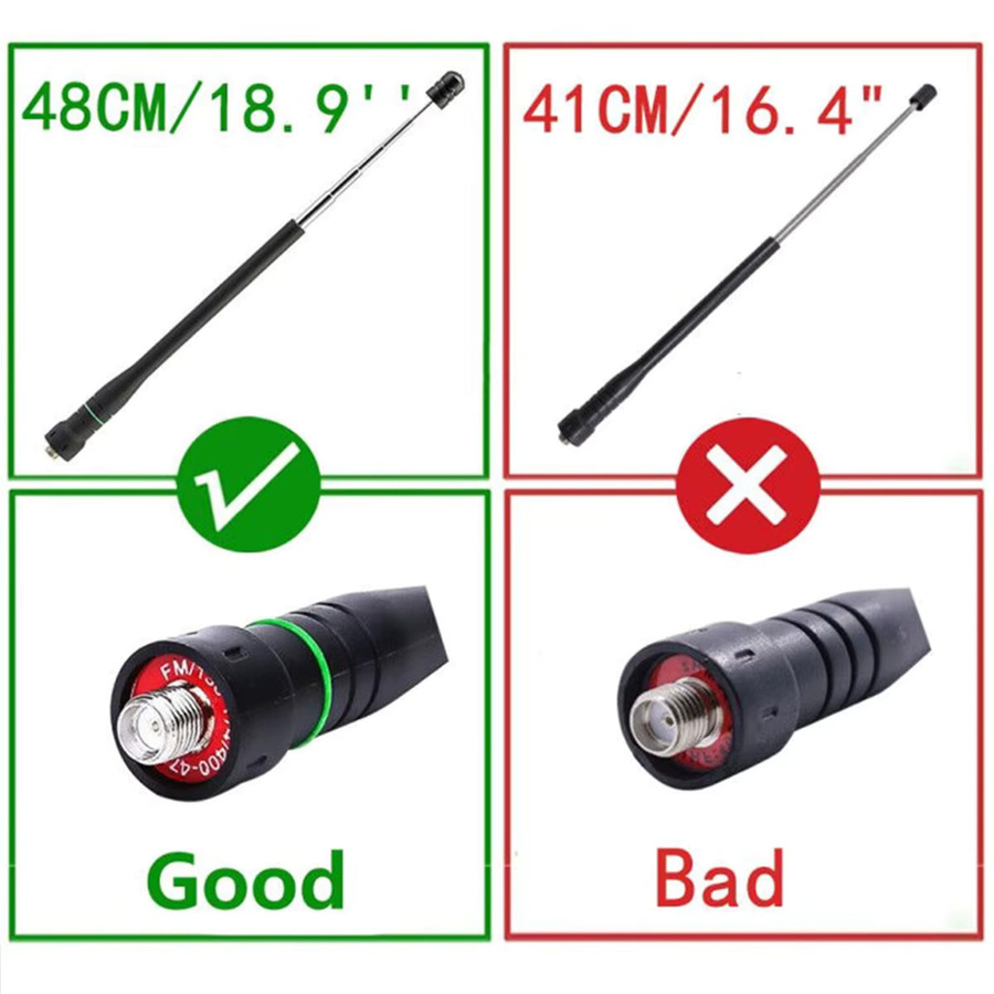 Abbree AR-775 Teleskop Antenne Dual Band in Schwarz mit SMA-Weiblich/Männlich und BNC für Quan Sheng UV K5 K6, Baofeng UV-5R und BF-888S Funkgeräte - Bild 2