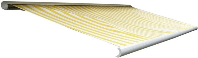 Elektrische Kassettenmarkise H123 von MCW als Vollkassette in Acryl Gelb/Weiß, B/T/H: 4,5 x 3 m - Bild 2