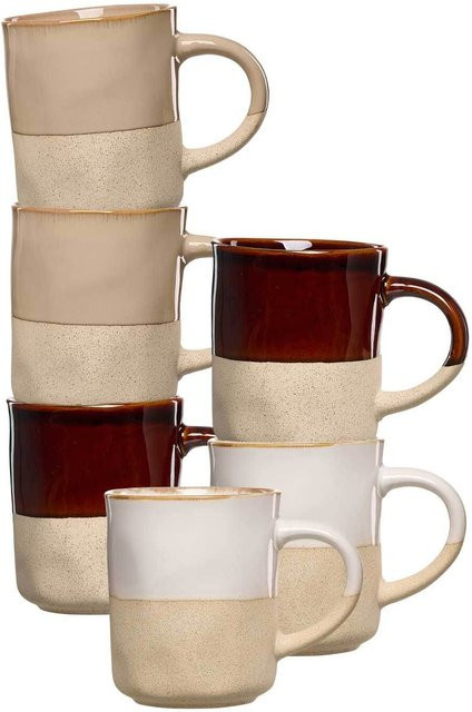 Ritzenhoff & Breker Henkelbecher Sabbia Keramik Beige 6er Set 325 ml - Bild 1