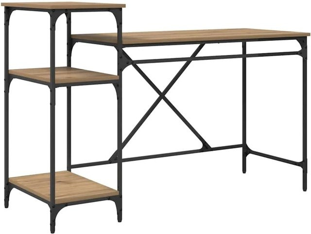 vidaXL Schreibtisch Artisan-Eiche in Braun aus Holzwerkstoff, B/T/H: 135 x 50 x 90 cm - Bild 1