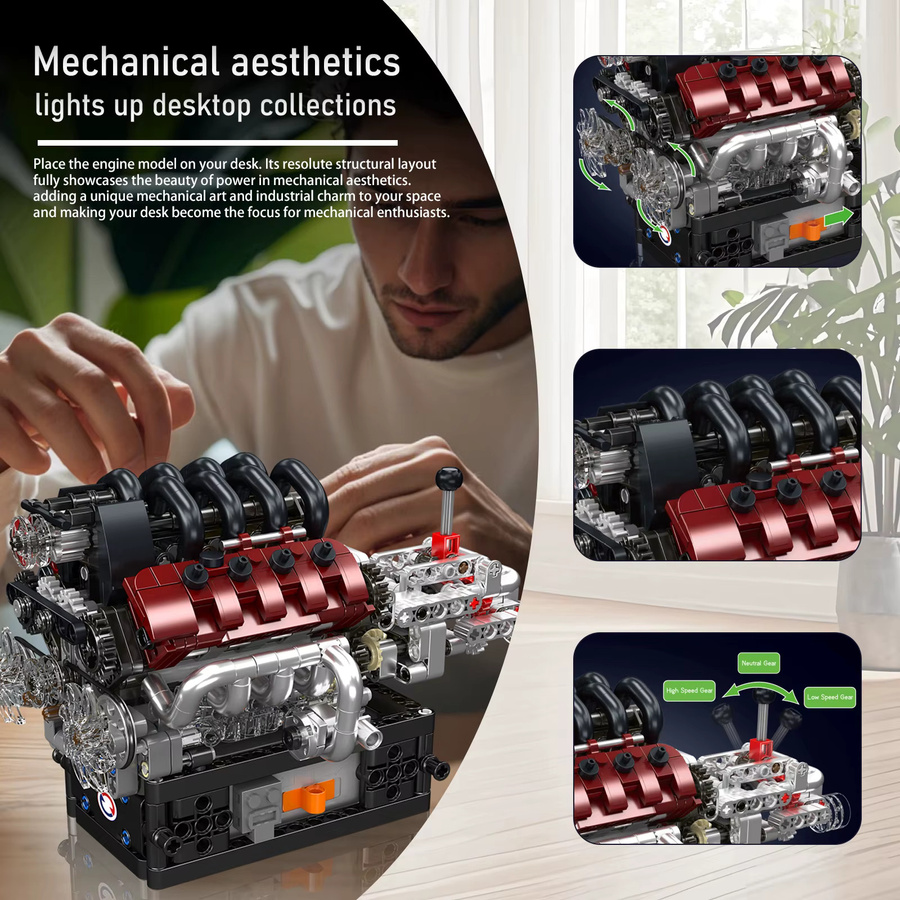 MOULDKING GTS V8 Motor und Getriebe-Bausteine Set mit Getriebesteuerung in Mehrfarbig - Bild 5