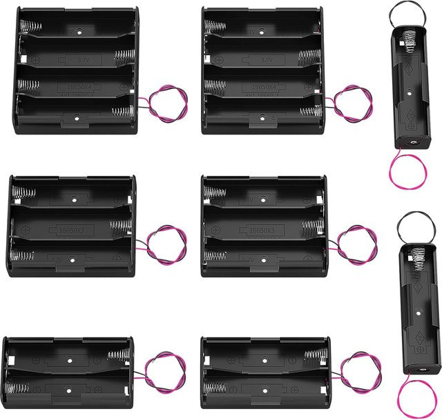 AOKIN 3er Set 18650 Batteriehalter Bundle mit Kabel in Schwarz für 3,7 V, 7,4 V oder 11,1 V Spannungen - Bild 1