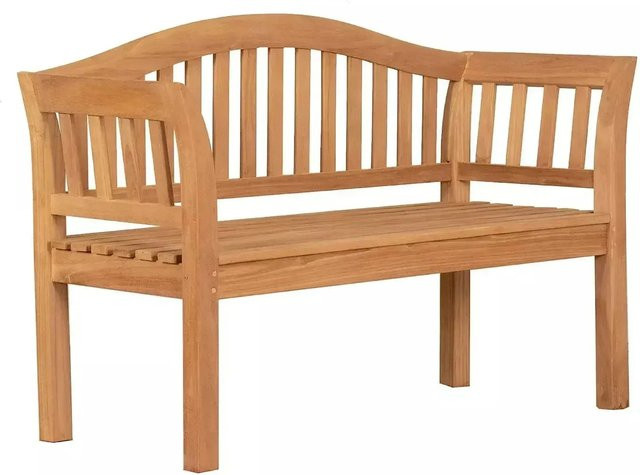 GarWoh Gartenbank Wave aus Teak Vollholz in Braun - Bild 1