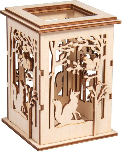 Rayher Tischlaterne Wald in Beige aus Holz zur Herbst- und Weihnachtsdekoration - Bild 1