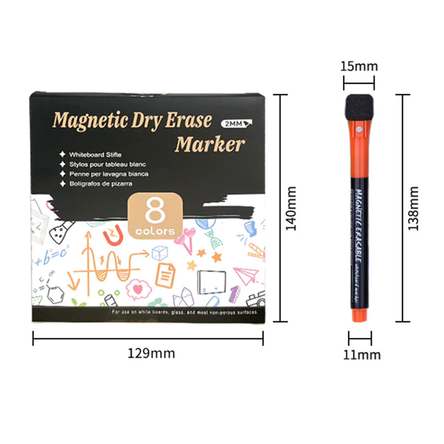 XD-TOPQC 8-Farben-Magnet-Whiteboard-Stifte in Multicolor, löschbare Graffiti-Stifte für Kinder mit Schwammkopf und Bullet-Spitze - Bild 2