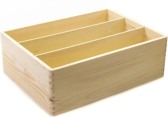 HolzFee Sortierbox aus Massivholz in Natur/Beige mit Fächern, Holzkiste für Kinder, B/T/H: 40 x 30 x 29,5 cm - Bild 1