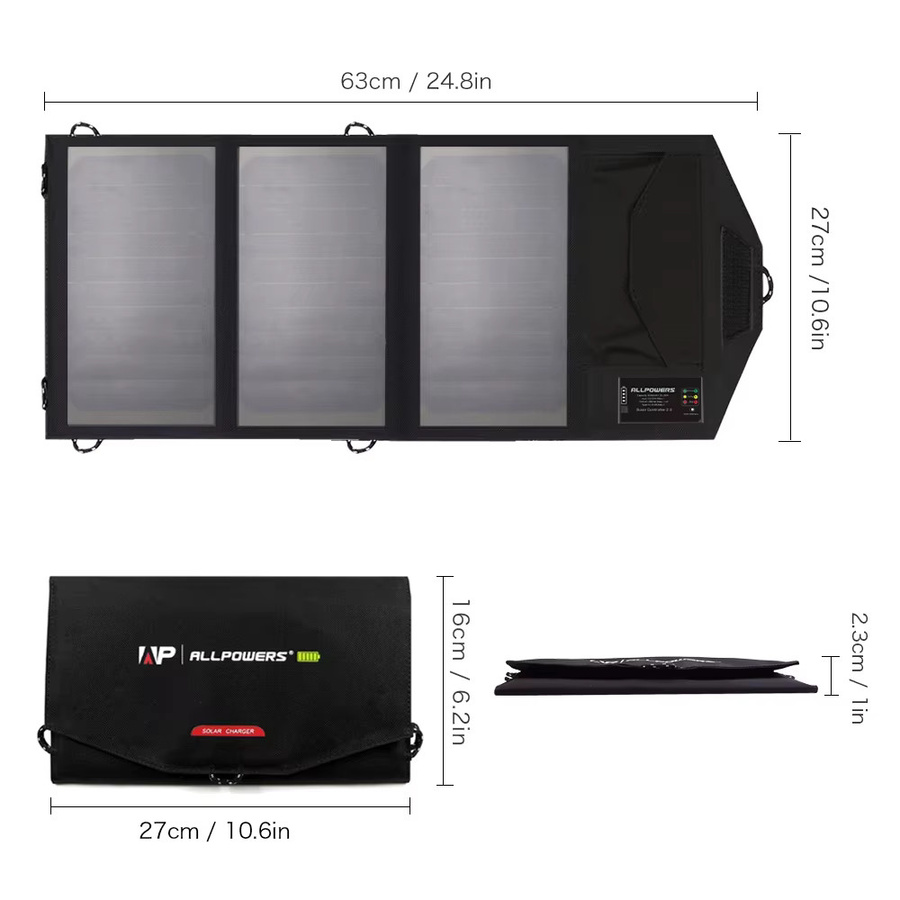 ALLPOWERS faltbares Solarpanel 21 W, tragbares Solarladegerät in Schwarz für Outdoor, Camping und Wandern - Bild 6