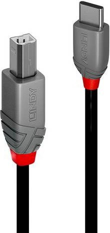 Lindy USB 2.0 Kabel mit USB-C Stecker und USB-B Stecker in Schwarz, Länge: 1,00 m - Bild 1