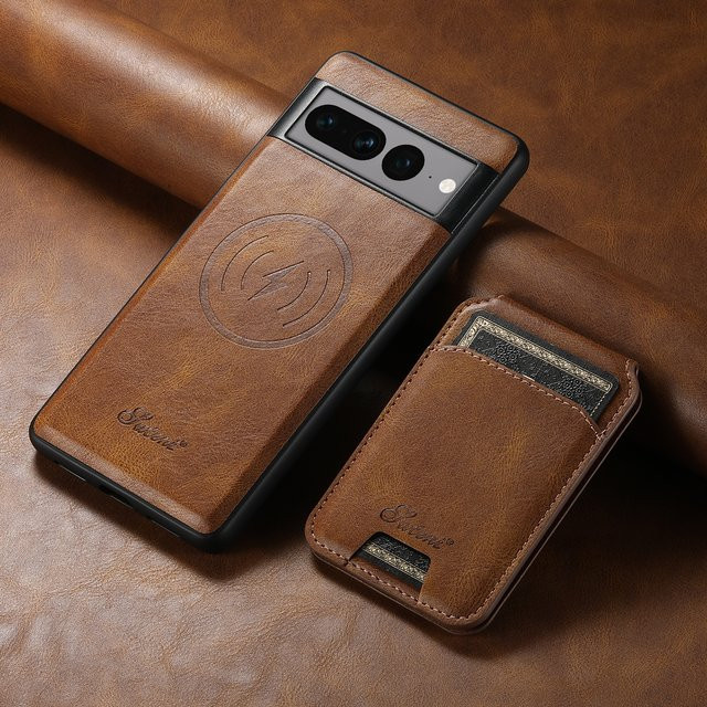 SUTENI Handyhülle aus Kunstleder mit Magnet Kartenhalter und Ständer für Google Pixel 9 XL, 8 Pro, 7A und 6 in Blau oder Braun - Bild 1