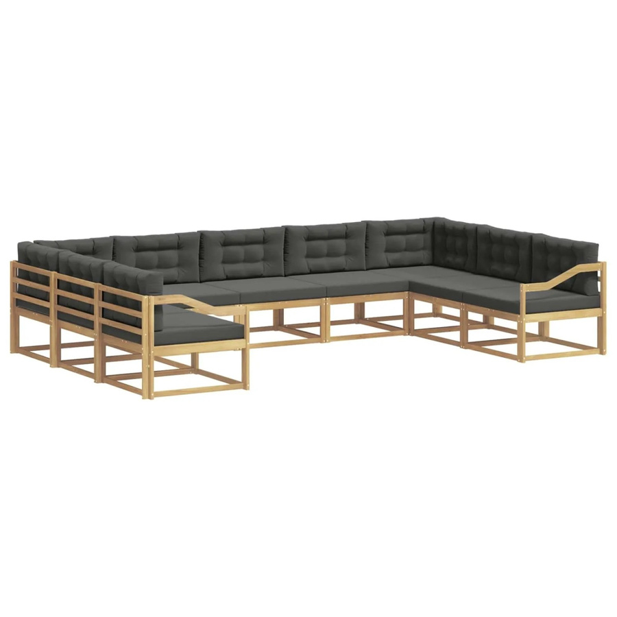 vidaXL Outdoor-Sofagarnitur in L-Form aus Akazienholz mit Kissen, Anthrazit-Weiß - Bild 2