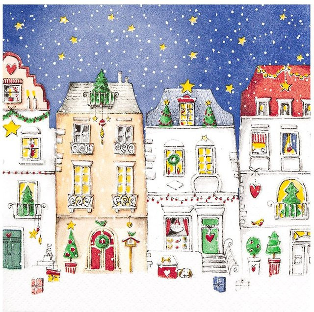 Serviette Winter Village von HOME FASHION in Multicolor für Weihnachten - Bild 1