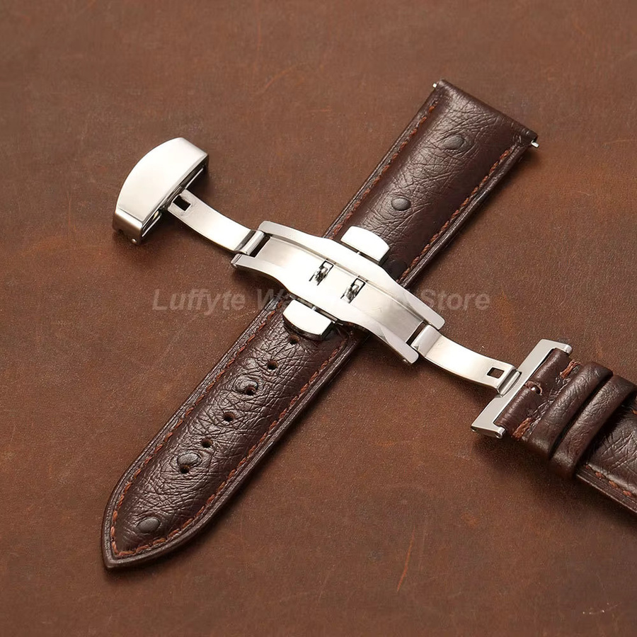 Luffyte Uhrenarmband Leder, Straußenmuster, Unisex, 18 mm, 20 mm, 22 mm - Bild 3