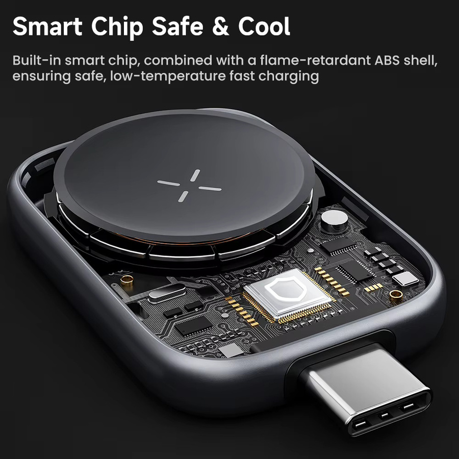Toocki TW13 Magnetisches kabelloses Ladegerät für Apple Watch S1-S11, SE 2-3 und Ultra 1-3, Typ-C, Schwarz - Bild 5