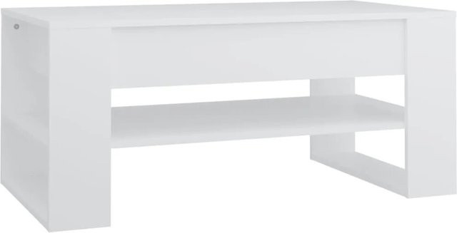 vidaXL Couchtisch in Weiß und Eiche aus Holzwerkstoff, B/T/H: 102 x 55 x 45 cm - Bild 1