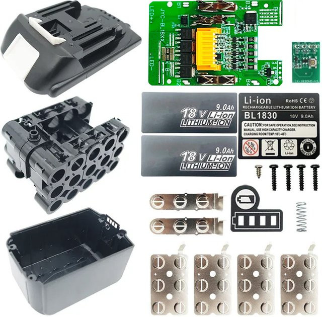 Makita BL1890 Li-Ion Batterie Gehäuse mit PCB Lade-Schutz Platine und Aufkleber für 18V 9,0 Ah Akkus - Bild 1