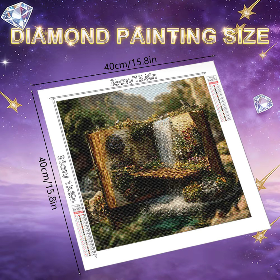 HUACAN Diamond Painting Naturlandschaft mit See und Fluss als Buch-Diamantmosaik Wanddekoration in Multicolour - Bild 2