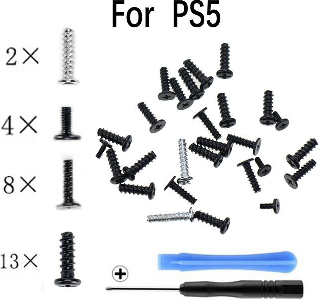 JCD Schraubenset für PS5-Controller inklusive Kopfschrauben und Kreuzschraubendreher in Schwarz - Bild 1