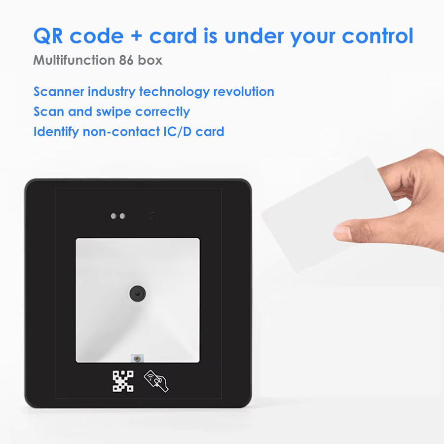 LUCKING DOOR RFID Barcode 2D QR Code Leser für Zugangskontrolle in Schwarz, B/H: 8,6 x 8,6 cm, mit USB RS232 RS485 Schnittstelle und 125Khz/13,56Mhz Unterstützung - Bild 2