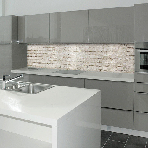 mySPOTTI Küchenrückwand Mauerwerk in Stone Look aus Aluminiumverbund, Farbe: Beige/Weiß, Breite: 220 cm, Höhe: 60 cm - Bild 2