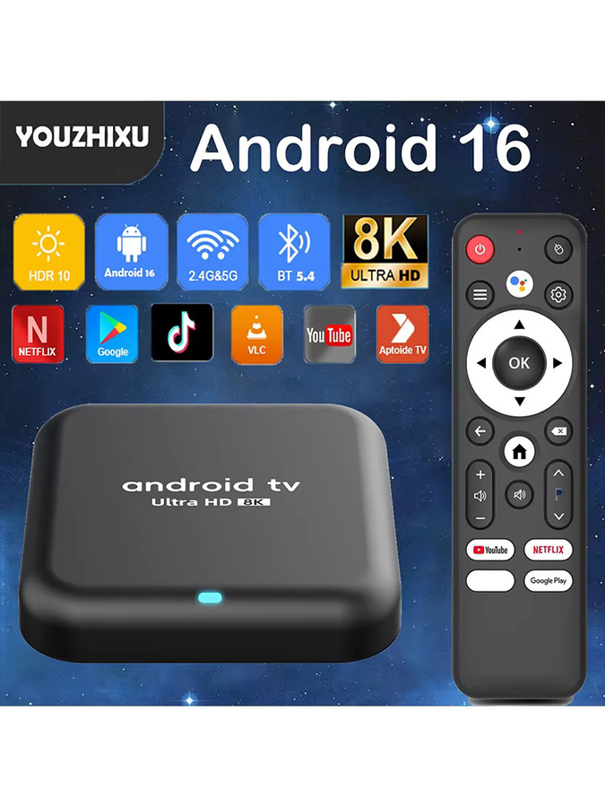 Android 16 Smart TV Box Q18 mit 8GB RAM und 256GB Speicher, Rockchip RK3518, 8K Video, Bluetooth 5.4 und Google Assistant, Schwarz - Bild 4
