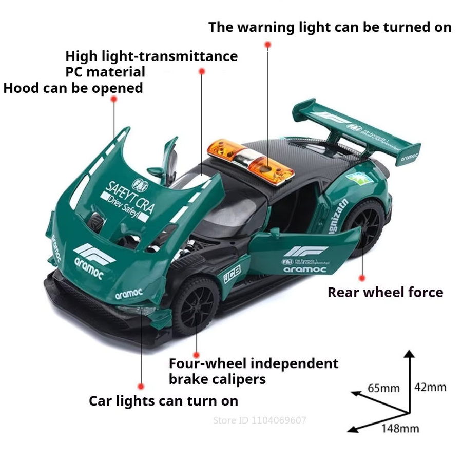 RMZ City Vulcan Sicherheitsauto DB12 Modell im Maßstab 1:32 mit Sound und Licht in Blau oder Grün - Bild 2