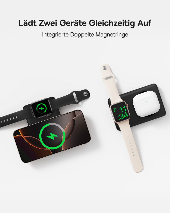 Baseus Magnetische Powerbank 10000mAh mit 27W Schnellladefunktion und 15W kabellosem Laden, Schwarz - Bild 2