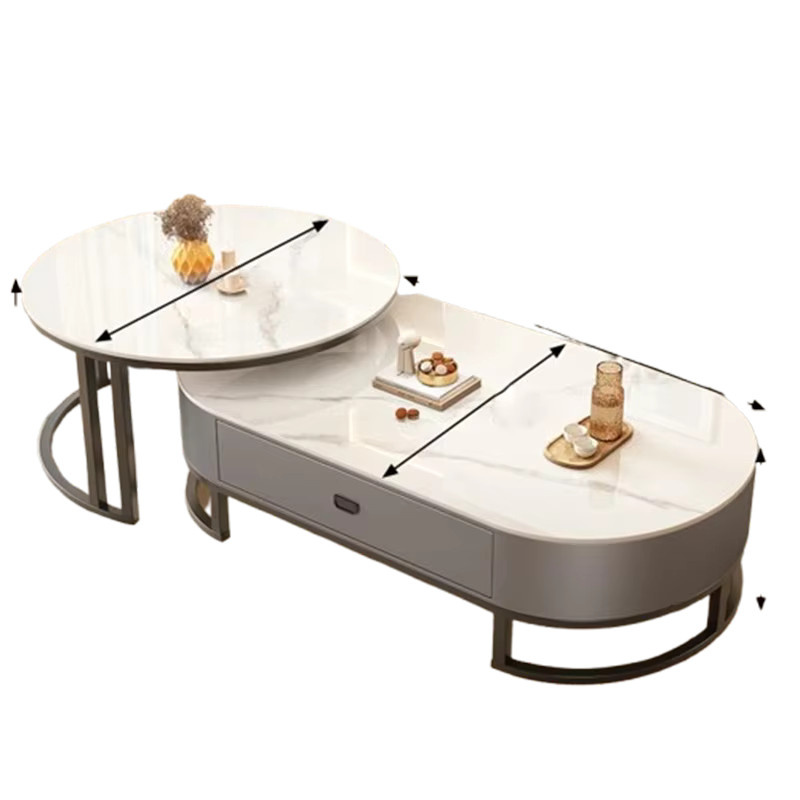 DUTRIEUX Couchtisch in Weiß, minimalistisches Design mit ovaler Oberfläche und glänzendem Finish - Bild 2
