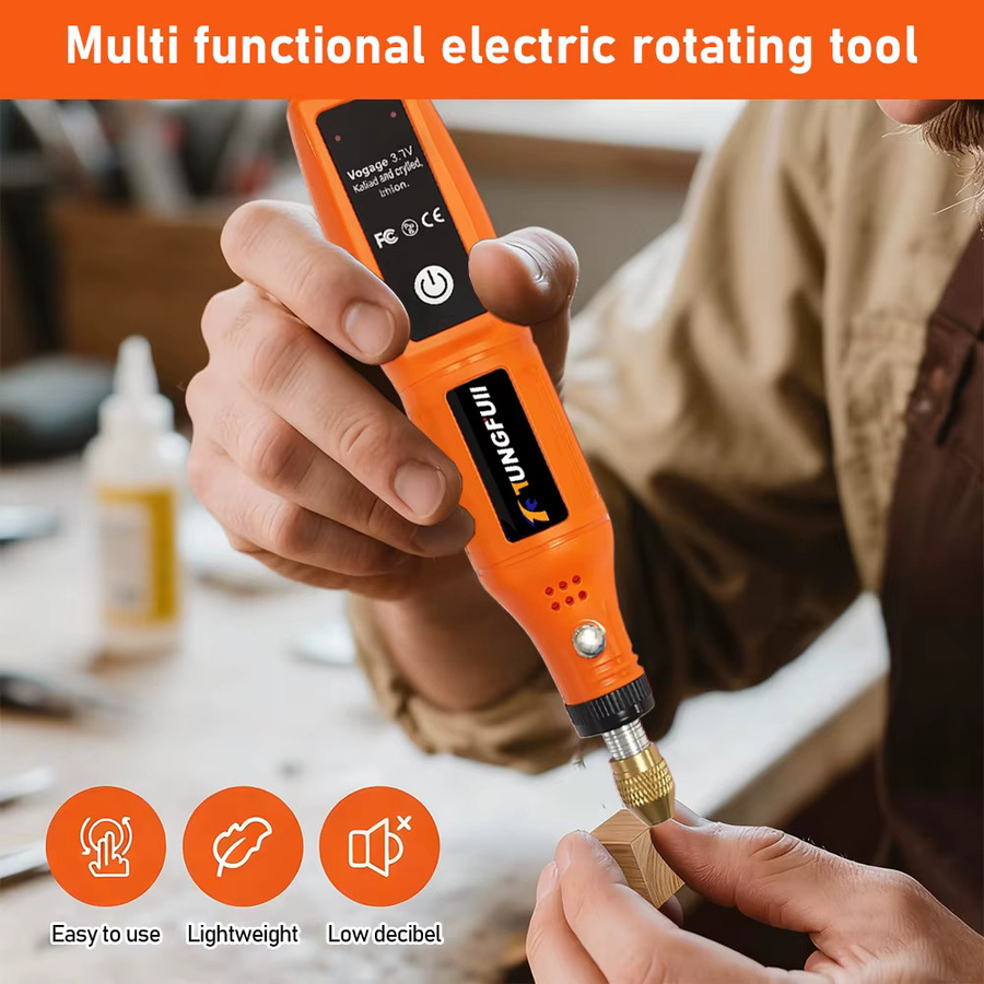LANXSTAR Mini-Elektro-Drehwerkzeug Set in Orange mit 16000 U/min und 3,7 V Lithium-Ionen-Akku via USB aufladbar - Bild 1