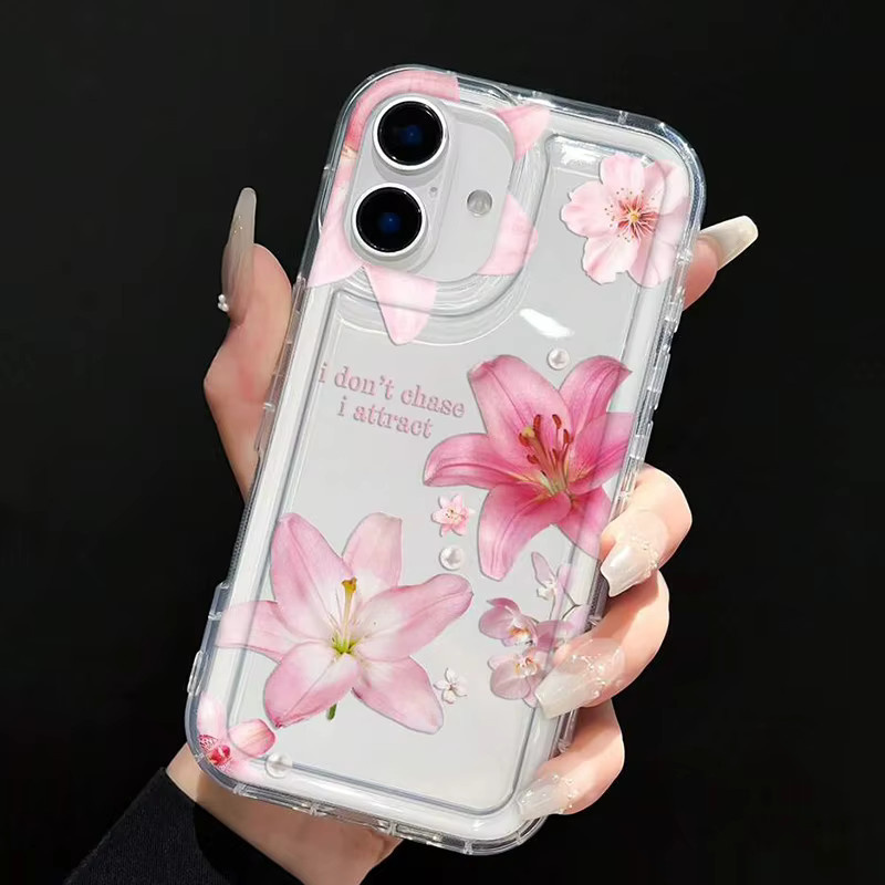 Transparente TPU-Handyhülle mit Blumenmuster für iPhone 11 bis iPhone 17 Pro Max, stoßfestes Cover - Bild 3