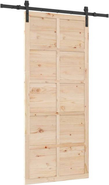 vidaXL Schiebetür aus massivem Kiefernholz in Braun, modern, B: 80 cm, H: 208 cm - Bild 1