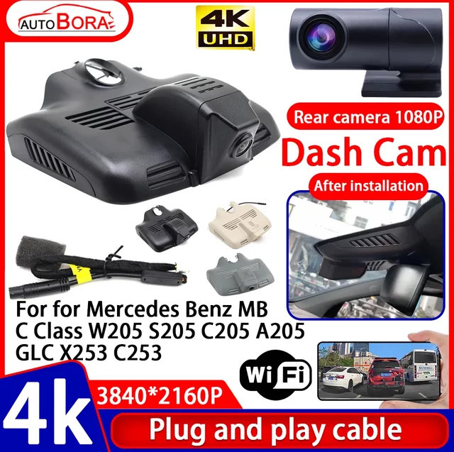 ZhuCamX 4K UHD Dash Cam Videorecorder in Schwarz für Mercedes Benz C Klasse W205 S205 C205 A205 GLC X253 C253 - Bild 1