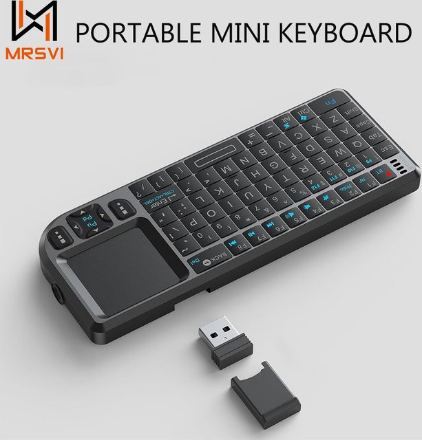 MRSVI A8 Mini-Funktastatur mit Laser-Infrarot-TouchPad in Schwarz, 2,4 GHz, Englisch/Russisch, für Android TV Box, PC und Laptop - Bild 1