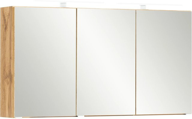 Held Möbel 3D-Spiegelschrank Trient in Wotaneiche mit LED-Beleuchtung und Steckdose für dein Badezimmer, Breite: 120 cm - Bild 1