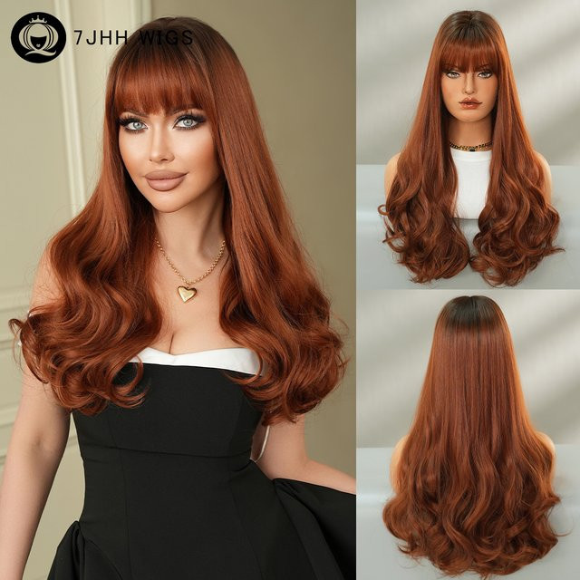 7JHH WIGS Perücke, schulterlang, Kupfer, Damen, synthetisch - Bild 1