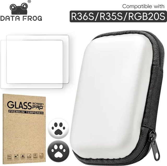 DATA FROG Displayschutzfolie aus gehärtetem Glas für R36S R35S und RGB20S Retro-Handheld-Spielekonsolen, HD, transparent und kratzfest - Bild 1