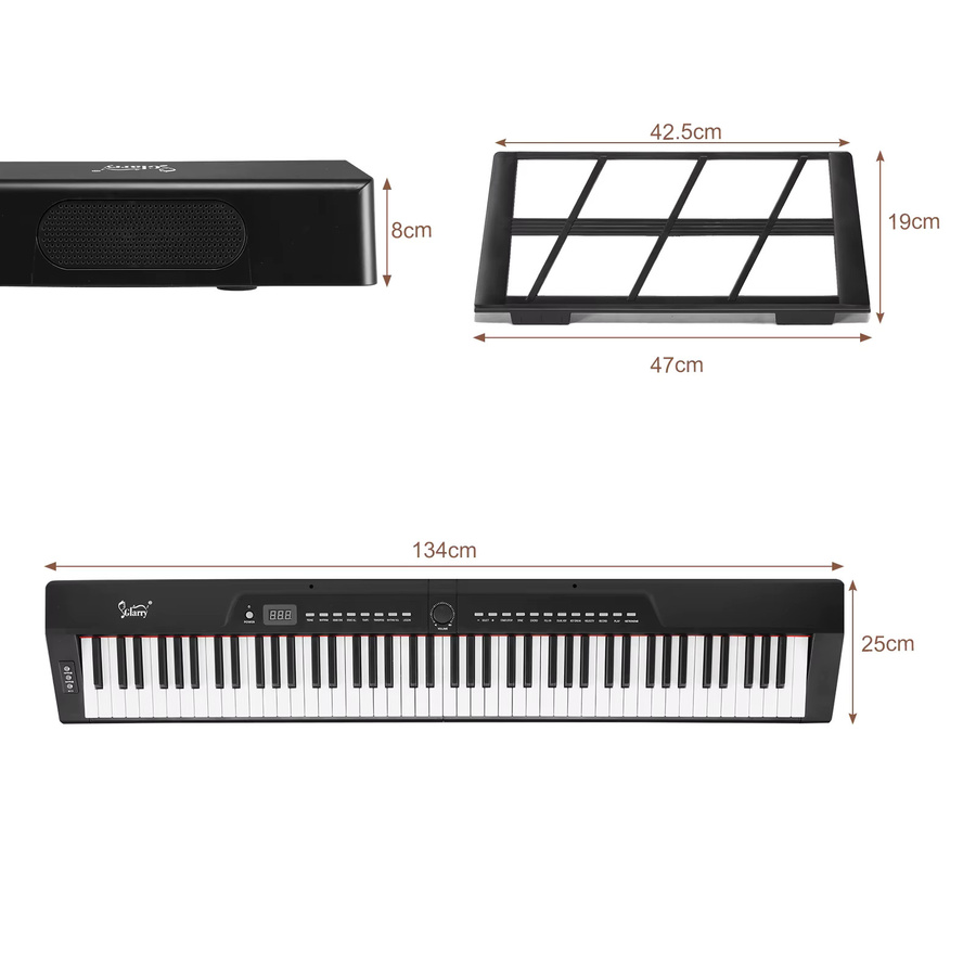 LEI Digitalpiano mit 88 halbgewichteten Tasten, Bluetooth und MIDI, inklusive X-Ständer, Kopfhörern und Tragetasche, Schwarz - Bild 4
