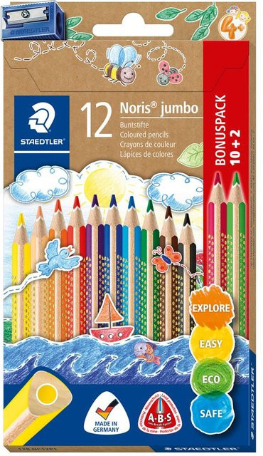 Staedtler Noris Jumbo Buntstifte 12er-Set mit Anspitzer, farbsortiert, FSC-zertifiziert - Bild 1