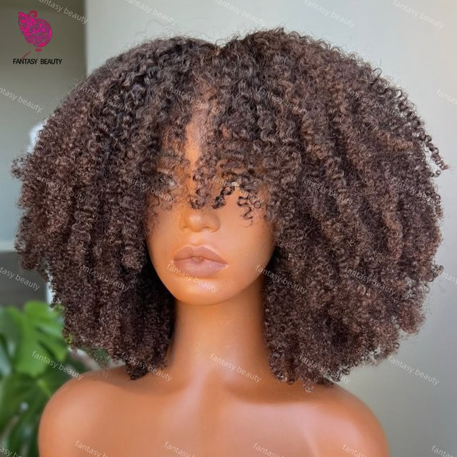 Fantasy Beauty Afro Kinky Curly Bob Perücke, 100 % Echthaar, Damen - Bild 1
