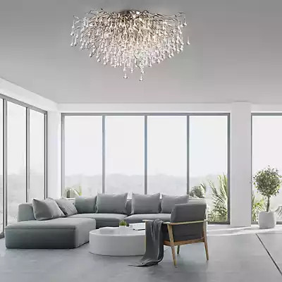 Paul Neuhaus Icicle Deckenleuchte in Silber und Transparent mit Kristall-Effekt, Breite: 100 cm, Tiefe: 100 cm - Bild 1
