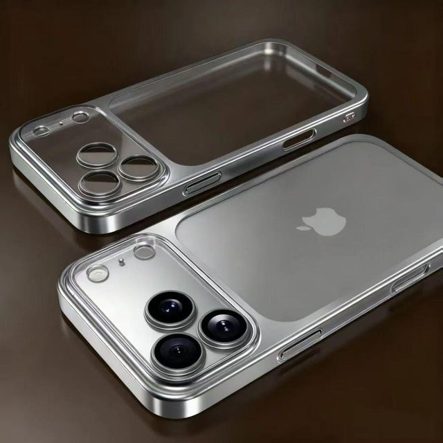YULIN Handyhülle aus hartem PC mit galvanisierter Matt-Optik und Kameraobjektiv-Schutz für iPhone 17 Air 16 15 14 13 Pro Max, Farbe: transparent - Bild 1
