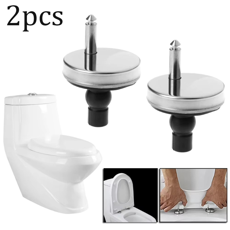 VIBRATITE WC-Sitzscharnier-Set mit Schnellverschluss, 2 Stück, oben befestigt, Farbe: Silber, Durchmesser: 45 mm - Bild 2
